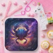 がん〔占星術の〕十二宮図標識水カラーデザイン ペーパープレート (パーティー)