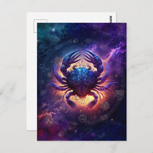 がん〔占星術の〕十二宮図標識水カラーデザイン ポストカード (正面/裏面)