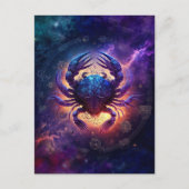 がん〔占星術の〕十二宮図標識水カラーデザイン ポストカード (正面)