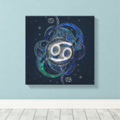 がん〔占星術の〕十二宮図標識水要素 キャンバスプリント (インサイチュ (ウッドフロア))