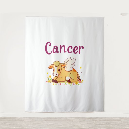 がん〔占星術の〕十二宮図牛、かわいい癌 タペストリー (正面)