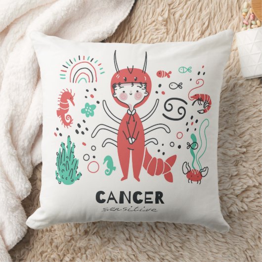 がん〔占星術の〕十二宮図看板枕、星占い クッション (ブランケット)