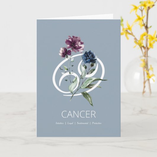 がん〔占星術の〕十二宮図記号誕生日カード カード (黄色い花)