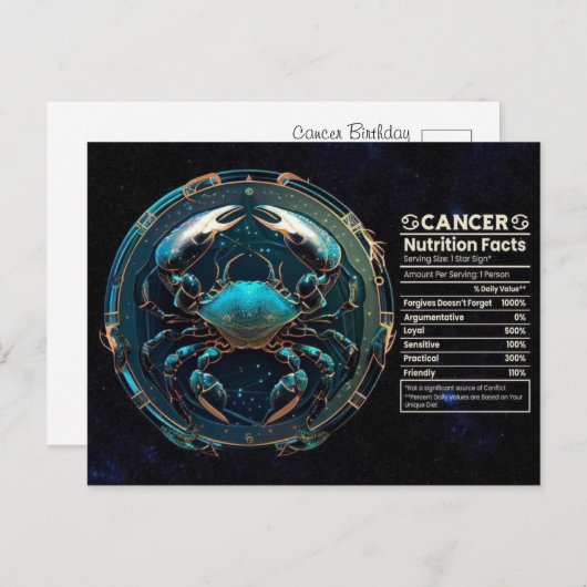 がん〔占星術の〕十二宮図誕生日はがき ポストカード (正面/裏面)