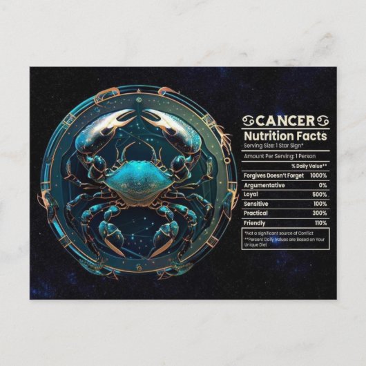 がん〔占星術の〕十二宮図誕生日はがき ポストカード (正面)