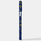 がん〔占星術の〕十二宮図+星占いシンボルパターン金ゴールド+ブルース iPhoneケース (右側面)