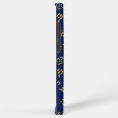 がん〔占星術の〕十二宮図+星占いシンボルパターン金ゴールド+ブルース SAMSUNG GALAXYケース (右側面)