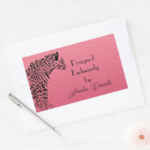 ～がデザインしたピンクとブラックのジャガー 長方形シール (封筒)