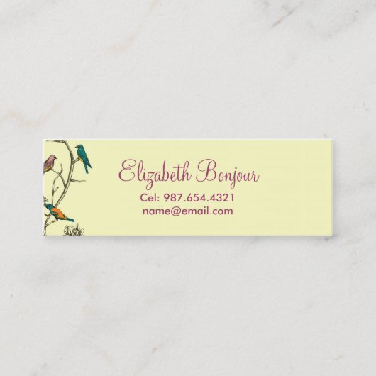 ~がトランプを使って話す3羽の鳥 コーリングカード (正面)