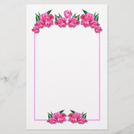 〜が固定されたピンク色のハートチューリップ 便箋 (正面)