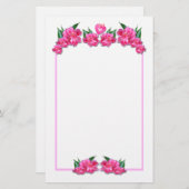 〜が固定されたピンク色のハートチューリップ 便箋 (正面/裏面)