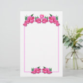 〜が固定されたピンク色のハートチューリップ 便箋 (スタンド正面)