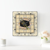 ~が奇妙な楽譜を破るとラッパを吹く スクエア壁時計 (ホーム)