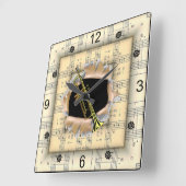 ~が奇妙な楽譜を破るとラッパを吹く スクエア壁時計 (傾斜)