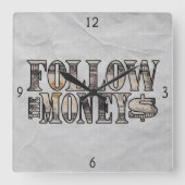 ~が後を追金を借りる スクエア壁時計 (正面)