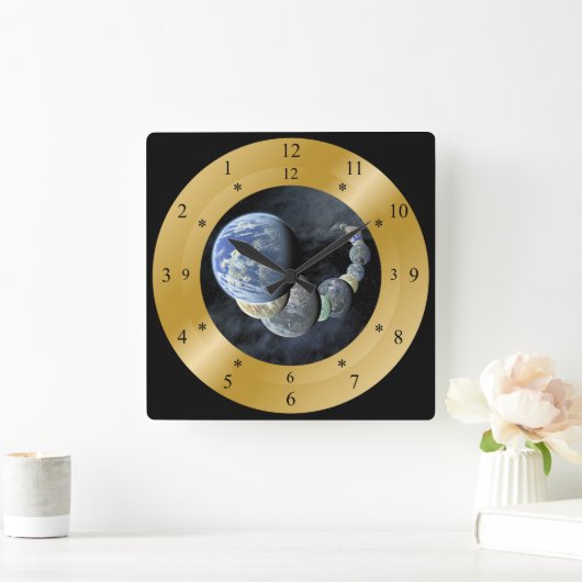 ~が惑星のように地球を訪れるタイムマシンの時計 スクエア壁時計 (ホーム)