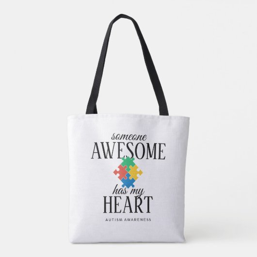 が私のハートを素晴らし持っている自閉症意識 トートバッグ (裏面)