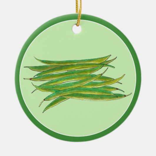 ～が缶詰にした自家栽培の緑豆野菜 セラミックオーナメント (正面)