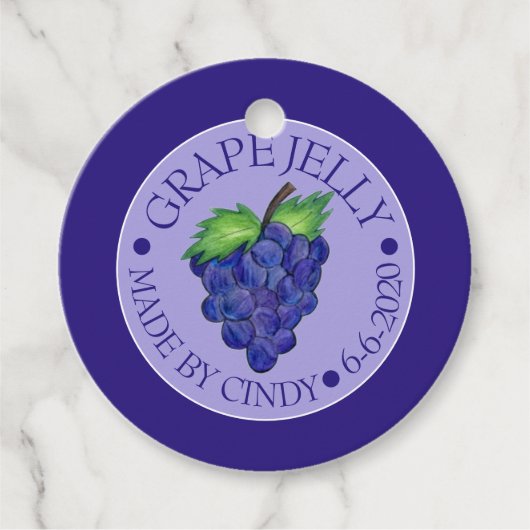 ~が缶詰にした自家製のグレープジャムゼリー果実保存食品 フェイバータグ (正面)