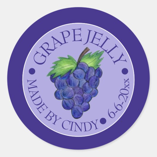 ~が缶詰にした自家製のグレープジャムゼリー果実保存食品 ラウンドシール (正面)