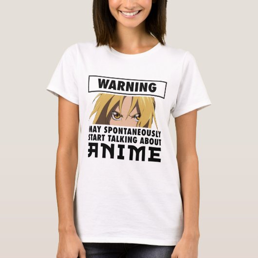 が自警告動的にアニメについて話し始めるかもしれない Tシャツ (正面)