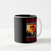 が自警告動的にスカイダイビングの話を始める ツートーンマグカップ (正面右)