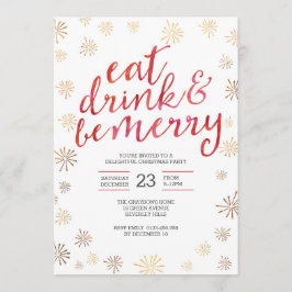 |が飲み物を食べるクリスマスのパーティの招待状はメリーです 招待状