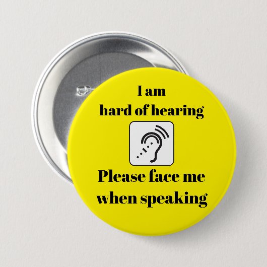 が黄色のとき顔を聞話く懸命 缶バッジ (正面&裏面)