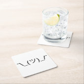 きざな肩をすくめるしぐさの¯ \ _(ツ) _/¯の固体黒 スクエアペーパーコースター (インサイチュ)