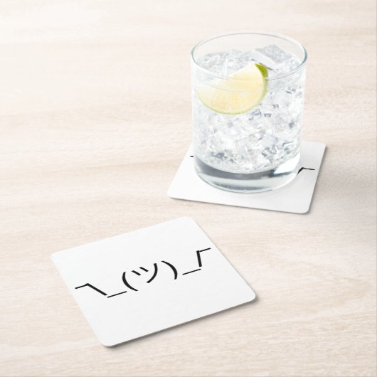 きざな肩をすくめるしぐさの¯ \ _(ツ) _/¯の固体黒 スクエアペーパーコースター (インサイチュ)