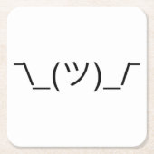 きざな肩をすくめるしぐさの¯ \ _(ツ) _/¯の固体黒 スクエアペーパーコースター (正面)