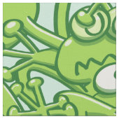 きたないパターンで紛糾するおもしろいな緑カエル ファブリック (クローズアップ)