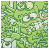 きたないパターンで紛糾するおもしろいな緑カエル ファブリック (見本)