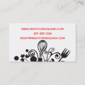 きたない道具ハーブのシェフのケイタリングビジネスカード 名刺 (裏面)