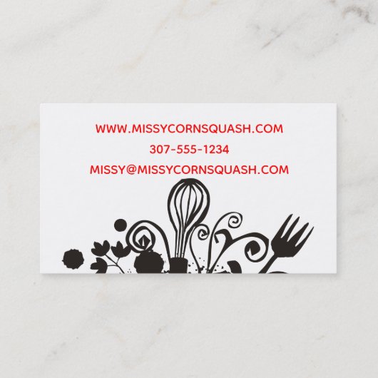 きたない道具ハーブのシェフのケイタリングビジネスカード 名刺 (裏面)