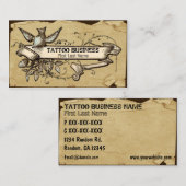 きたなくグランジな鳥の渦巻の入れ墨の名刺 名刺 (正面/裏面)