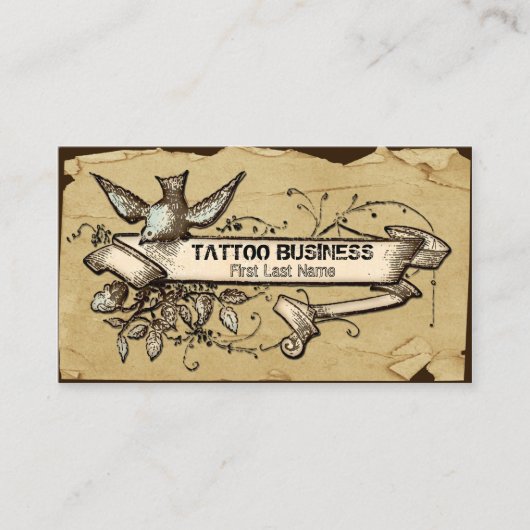 きたなくグランジな鳥の渦巻の入れ墨の名刺 名刺 (正面)