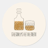 きちんとしたお祝いウイスキーが退職願いパーティー ラウンドシール (正面)