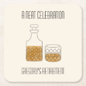 きちんとしたお祝いウイスキー引退パーティー スクエアペーパーコースター (正面)