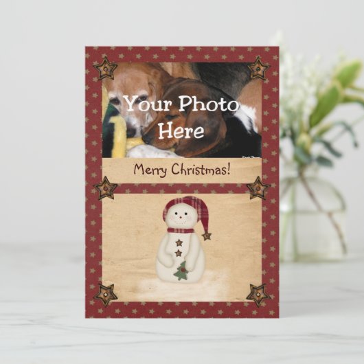 きちんとした国の雪だるまの写真のクリスマスカード シーズンカード (スタンド正面)