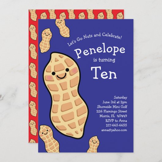 きっと楽しい ピーナッツ誕生日パーティー 子供も大人も好きなキャラクター 招待状 (正面/裏面)