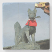 きつねキツネ(キツネ)口鍵 ストーンコースター (正面)