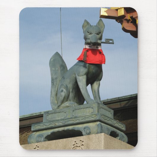 きつねキツネ(キツネ)口鍵 マウスパッド (正面)