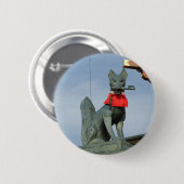 きつねキツネ(キツネ)口鍵 缶バッジ (正面&裏面)