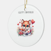 きつねパイロット 誕生日 セラミックオーナメント (左)