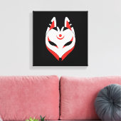 きつね日本のキツネマスクオンブラック キャンバスプリント (インサイチュ (リビング))