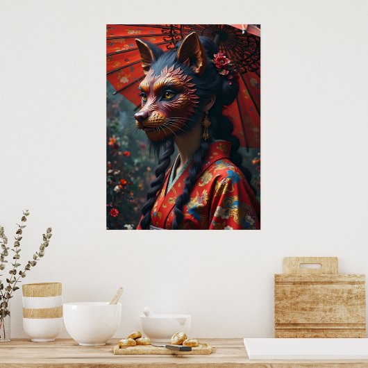 きつね日本の面 ポスター (キッチン)