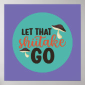 きのこおもしろいのプリンその椎茸レトロアート ポスター (正面)