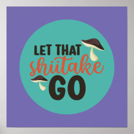 きのこおもしろいのプリンその椎茸レトロアート ポスター