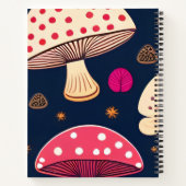 きのこおもしろいピンクブルー水彩模様 ノートブック (裏面)